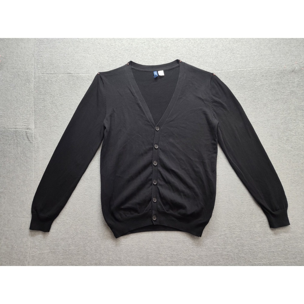 Divided Women Cardigan Sweaters M Black V Neck Button Front Long Sleeve Casual